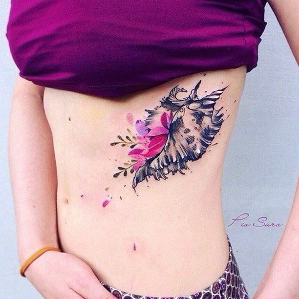 rib tattoo abstraction girl