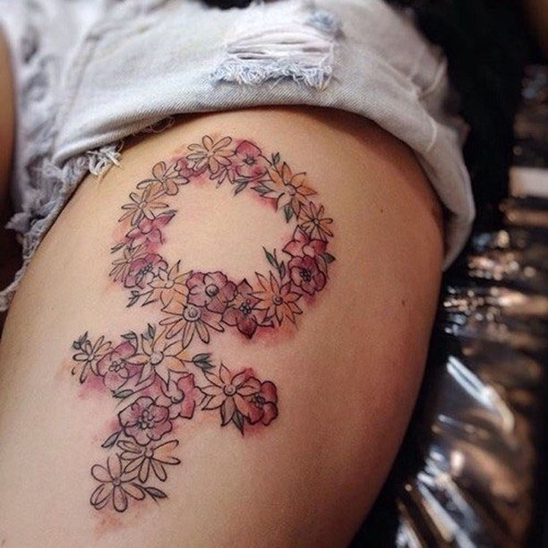 Venus symbol of flowers tattoo