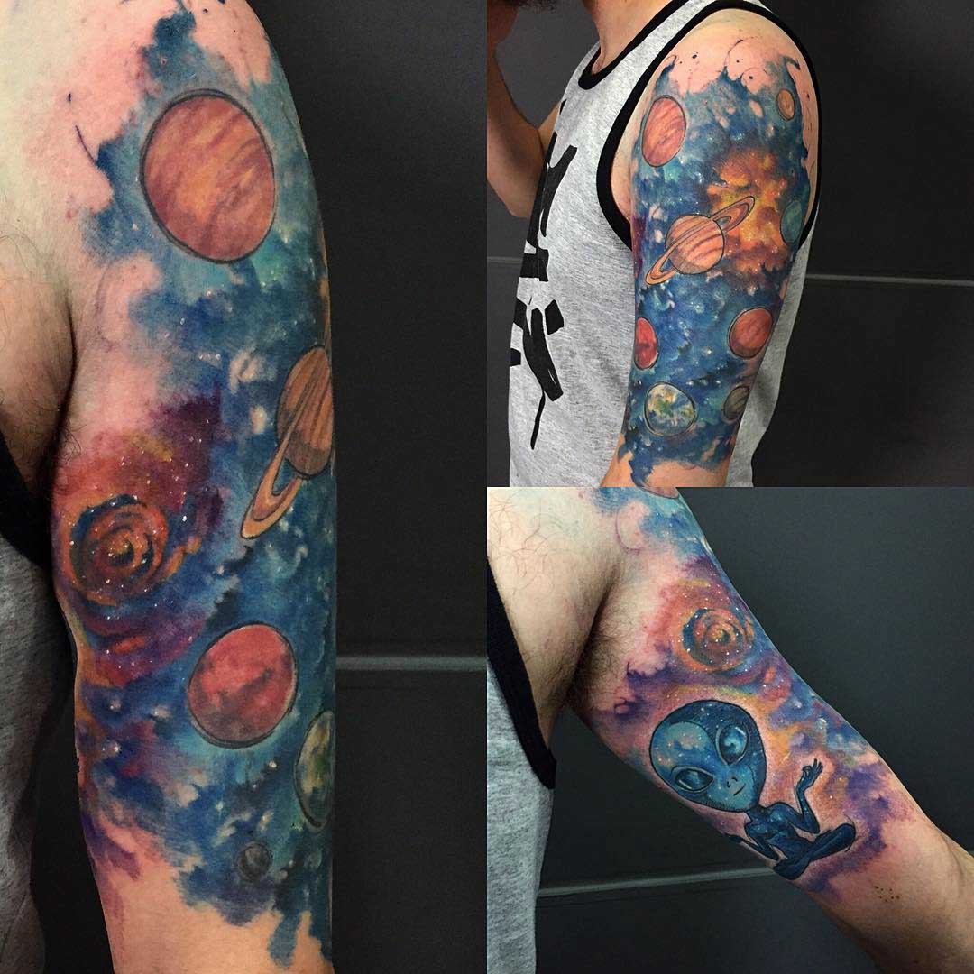 shoulder spacew tattoo watercolor