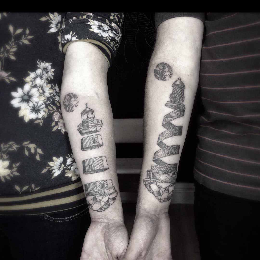 lighthouse tattoos for couples