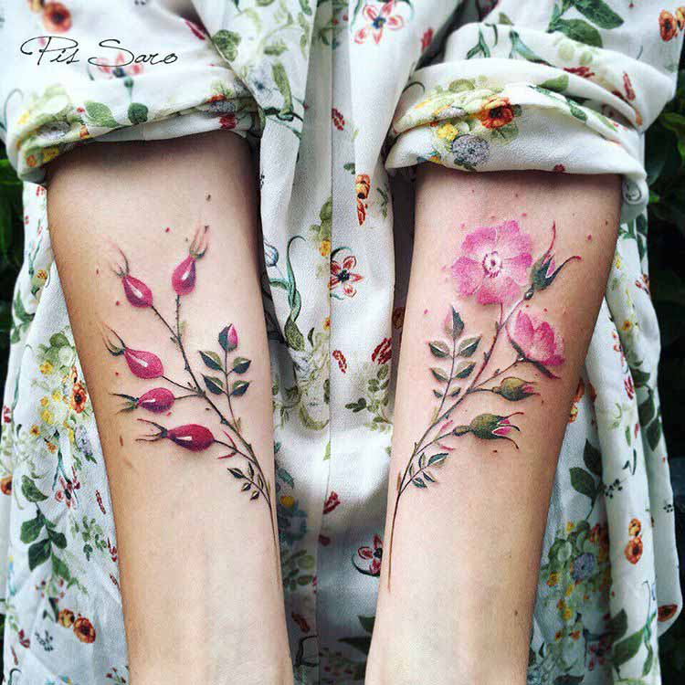 arm tattoos of flowers