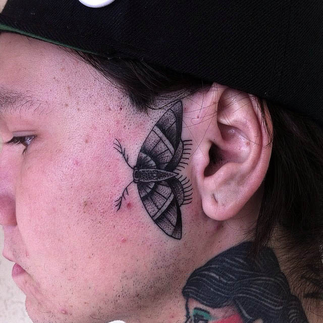 Butterfly Face Tattoo by @daggerknows