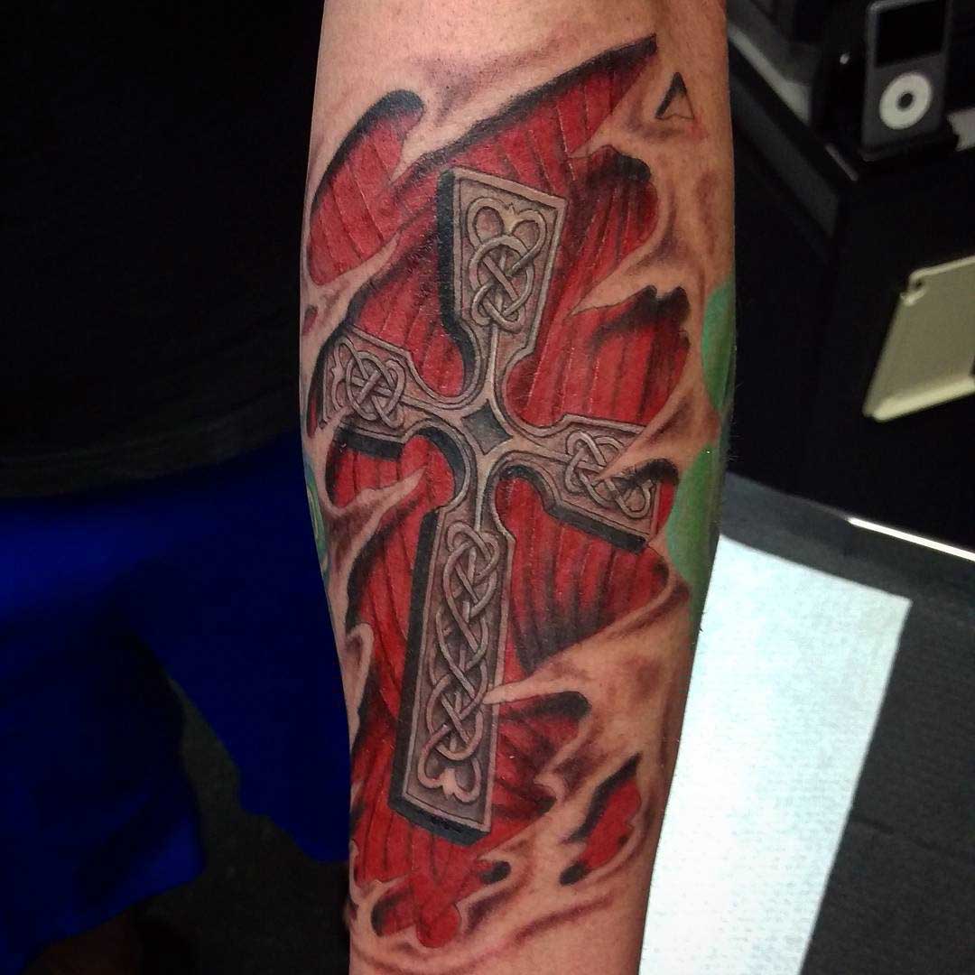 Celtic Cross Forearm Tattoo by Ryan Cochran