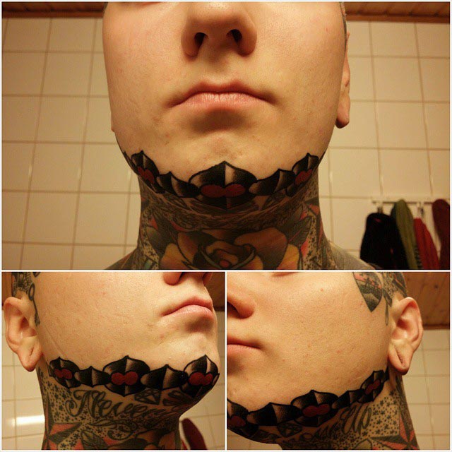 Chain Tattoo on Chin by txh_59