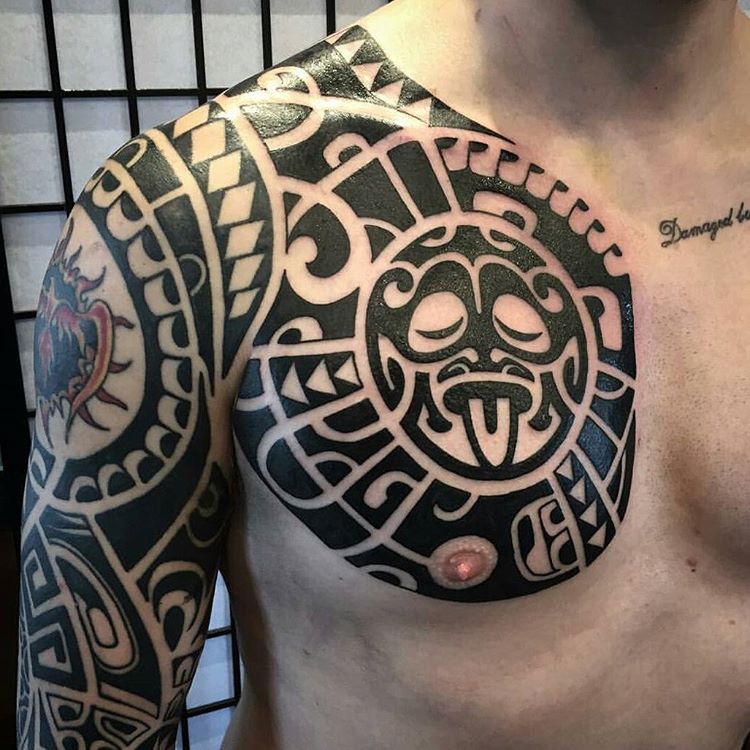 Polynesian Chest Tattoo.