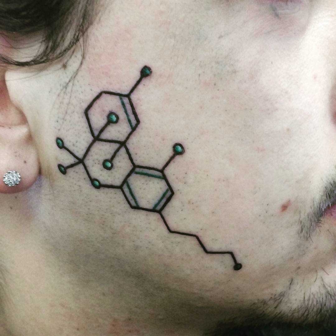 THC Molecular Model Tattoo by Kenny Primmer Jr