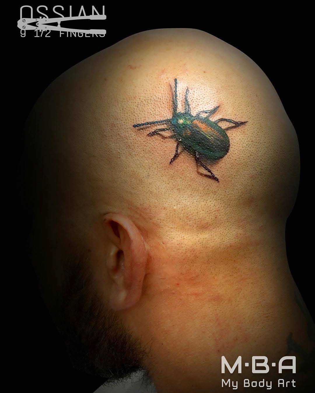 3D bug Tattoo on head