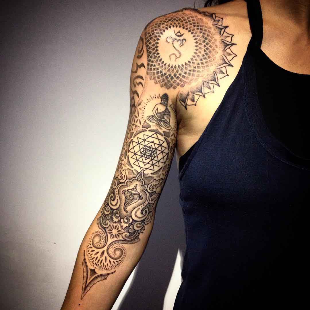 shoulder mandala tattoo sleeve