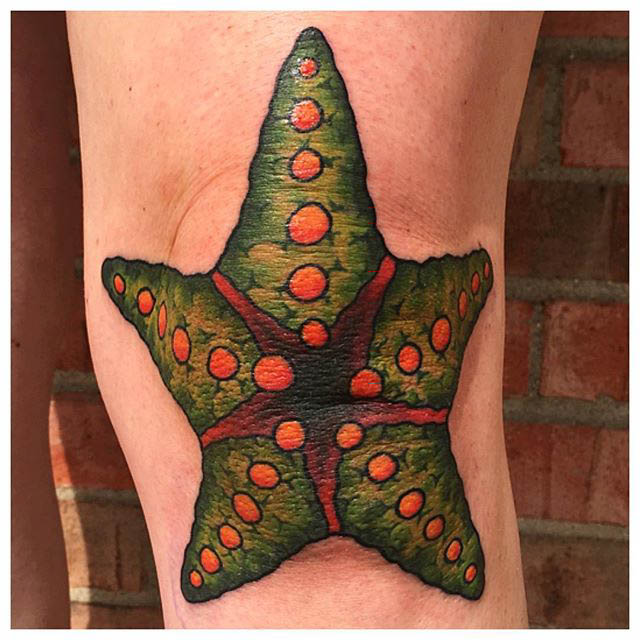 knee tattoo star fish