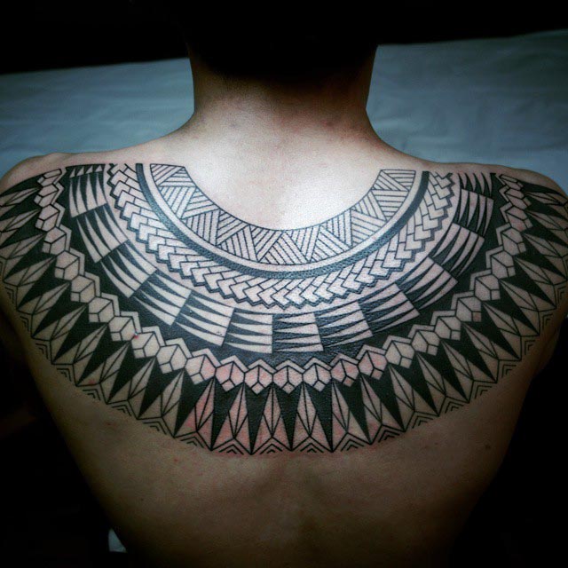 upper back tribal tattoo shoulder blades collar