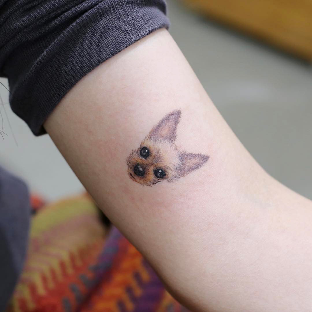 small tattoo dog portrait