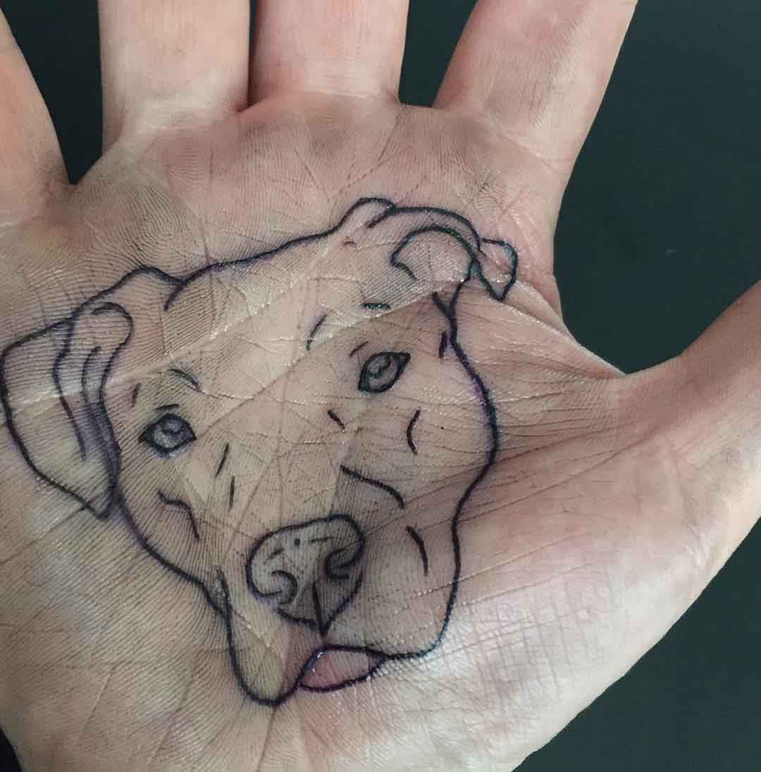 Dog Tattoo on Palm by Dave Talbot