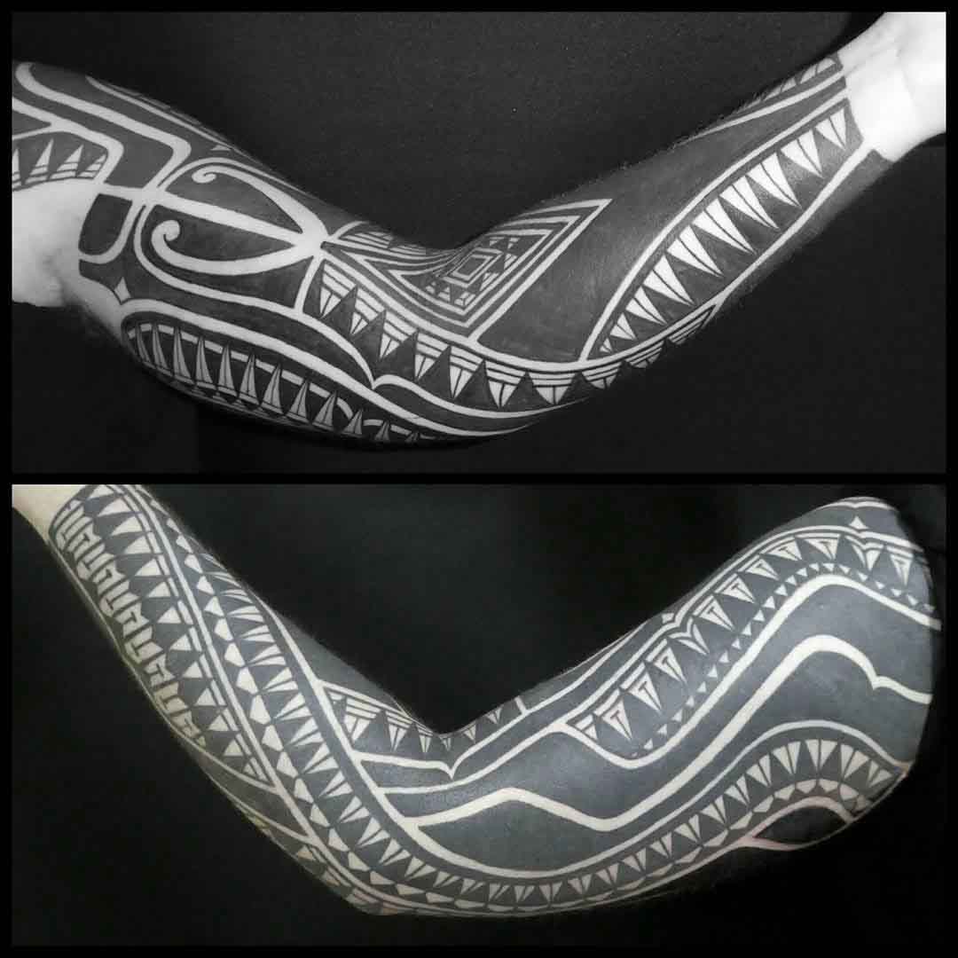 polynesian sleeve tattoo pacific inspired