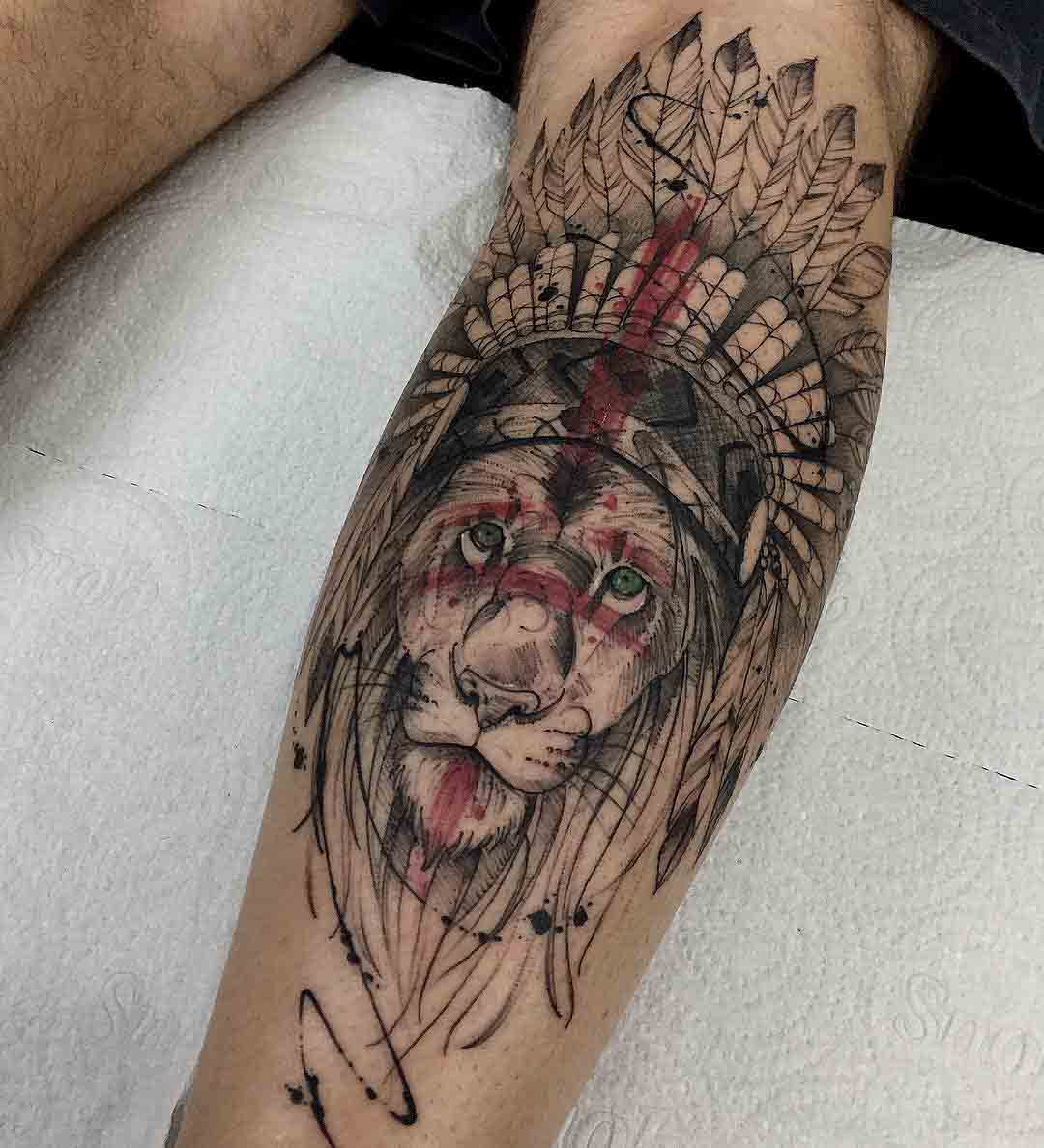 lion tattoo native american style
