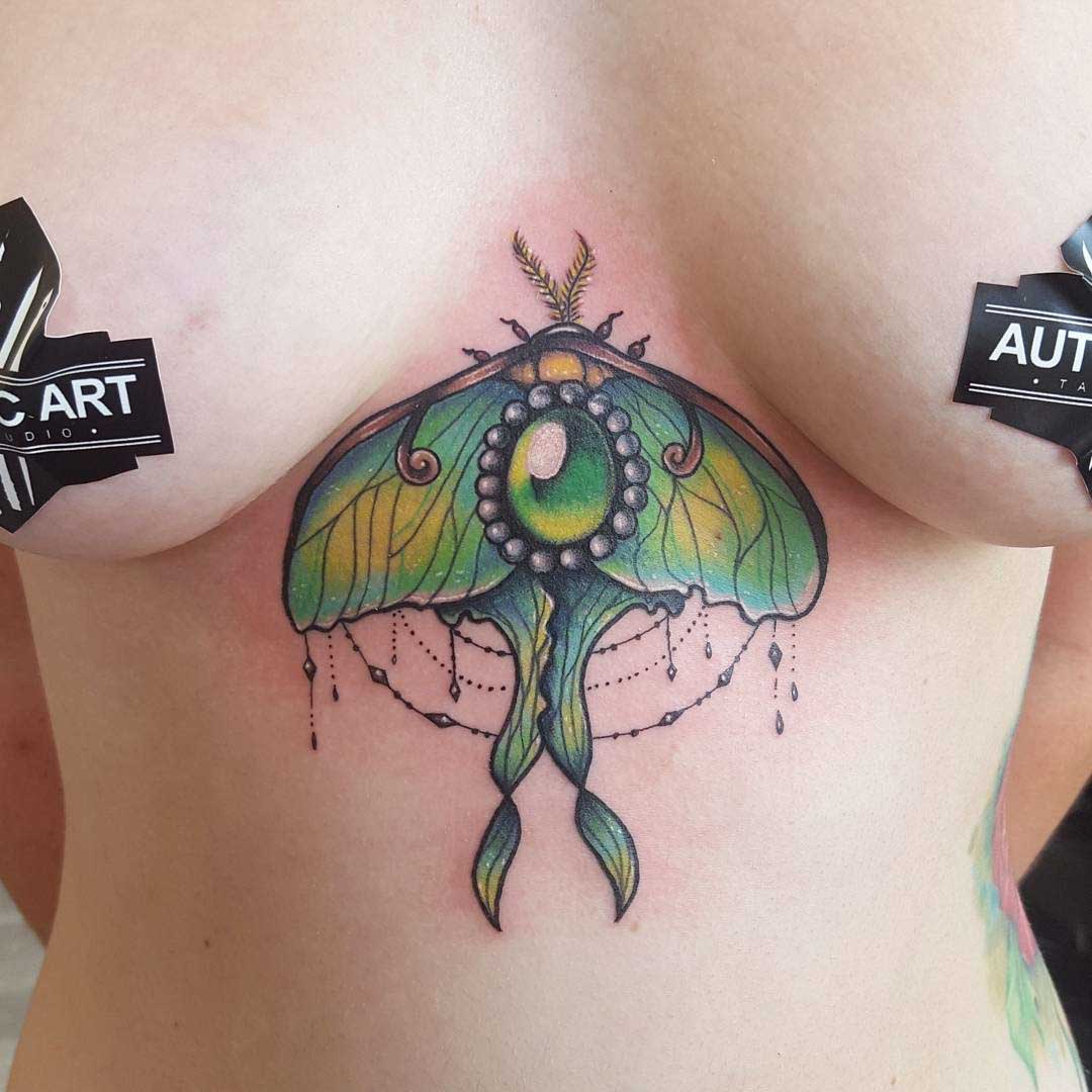 underboobs tattoo moth