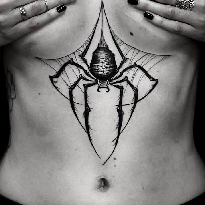 spider tattoo underboobs
