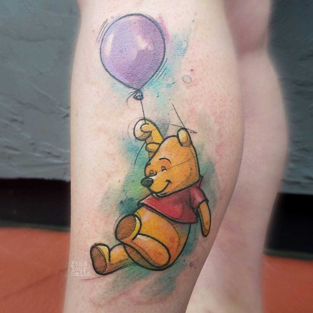 winnie the pooh tattoo watercolor style