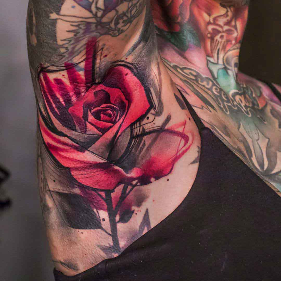 armpit rose tattoo