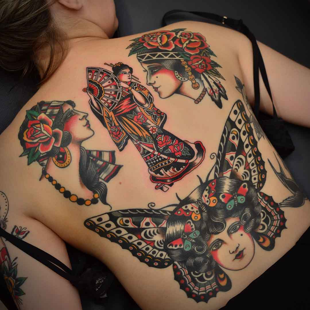 back tattoos traditional