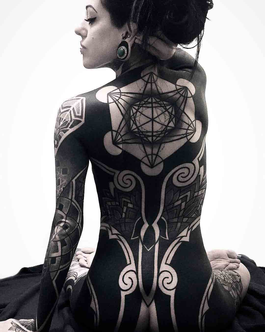 full back geometric tattoo tattoo for girl