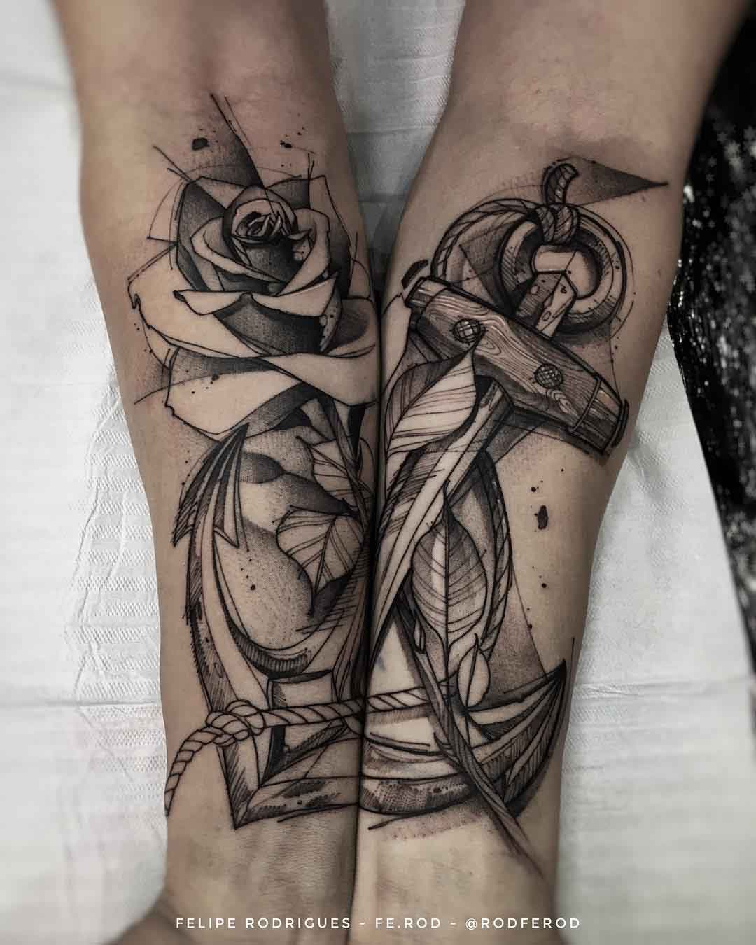 forearms tattoo anchor