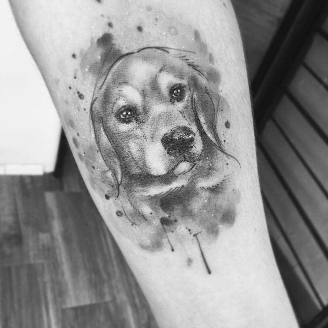 arm tattoo dog portrait