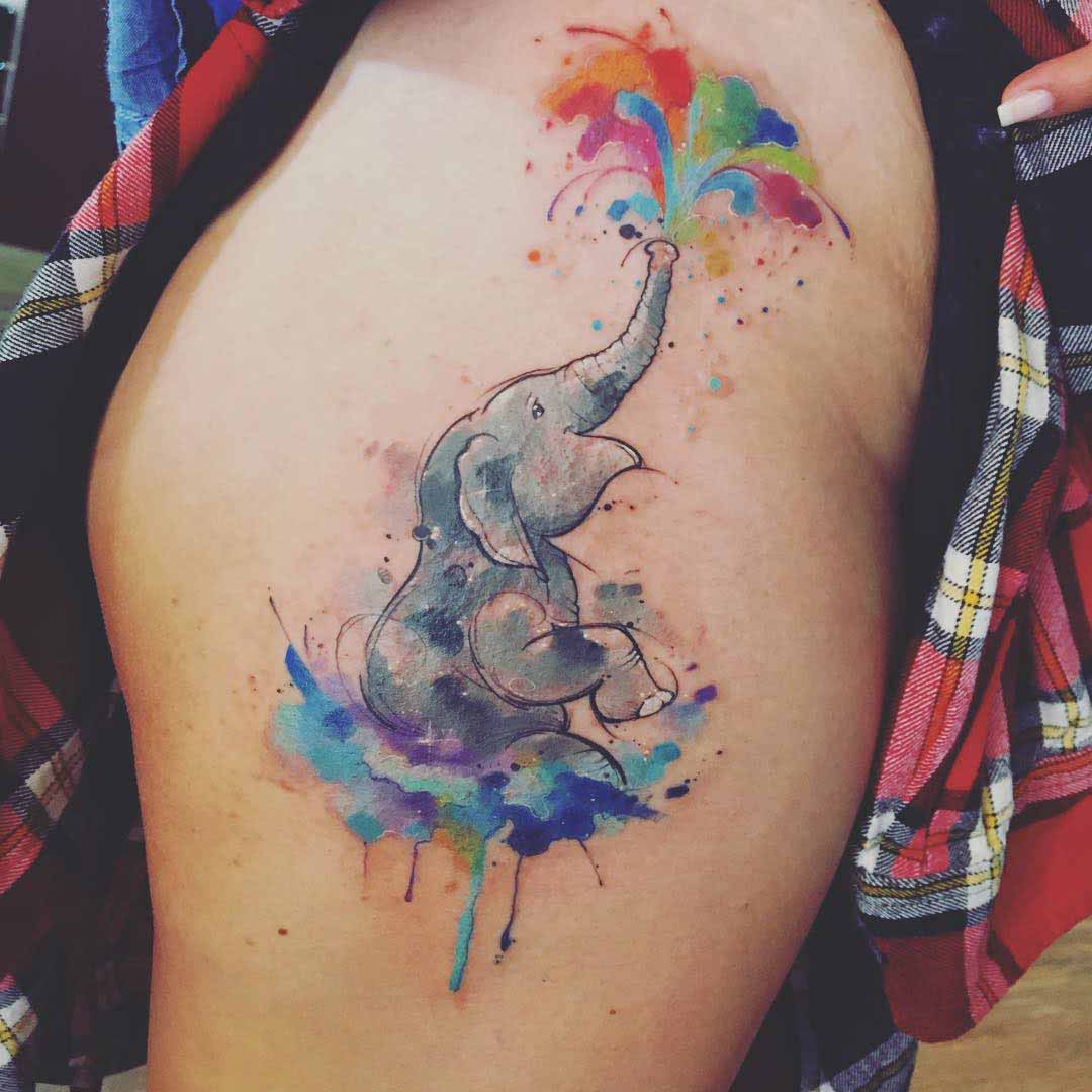 elephant tattoo watercolor style