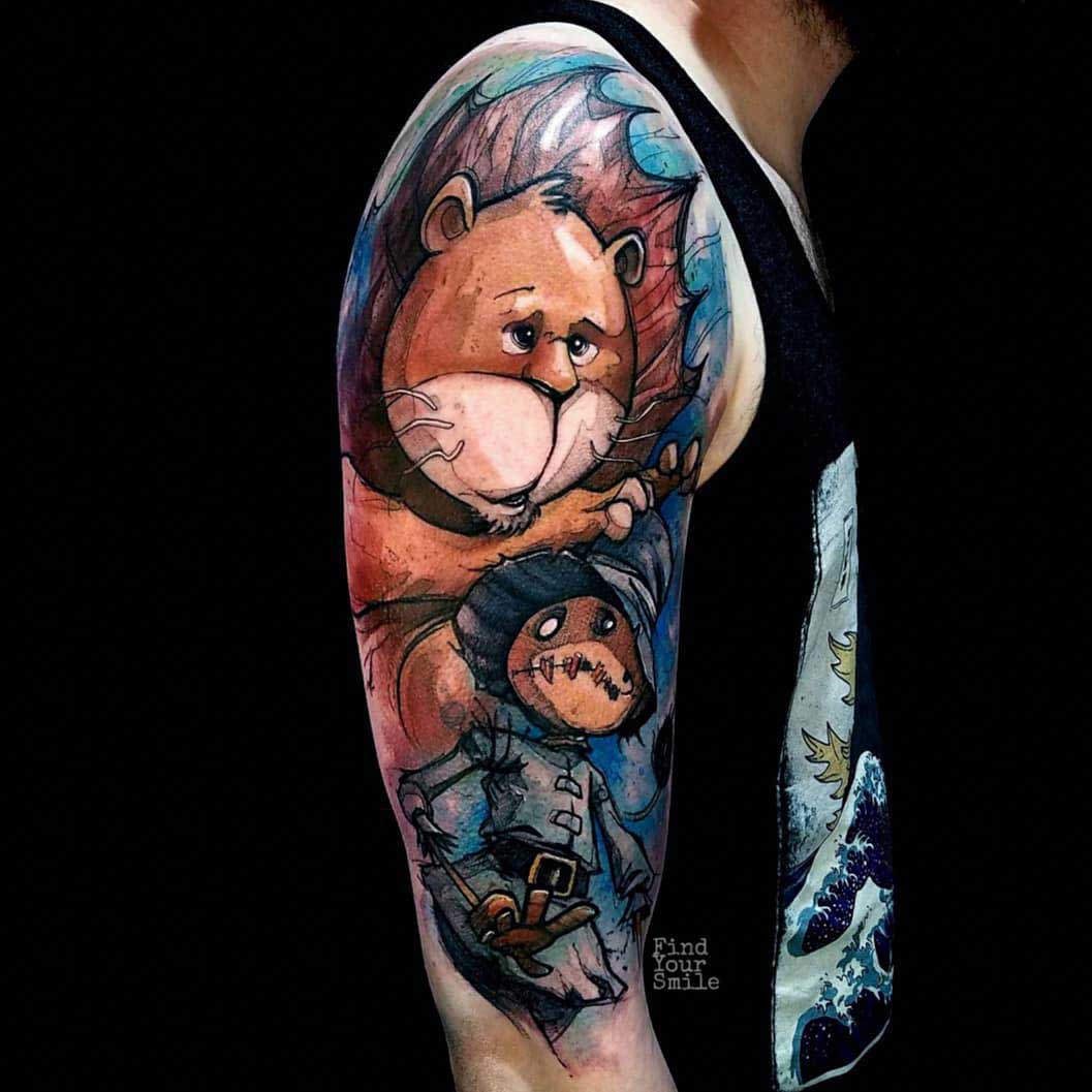 shoulder tattoo wizard of oz characters