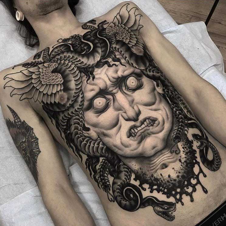 medusa tattoo on torso