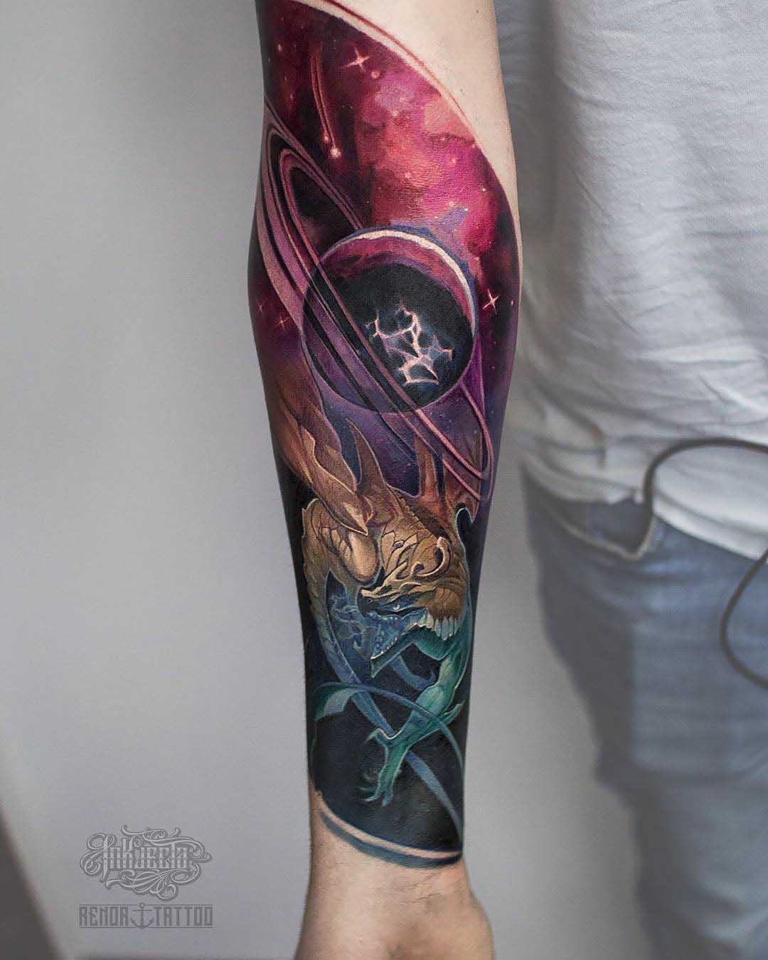 dragon tattoo in space
