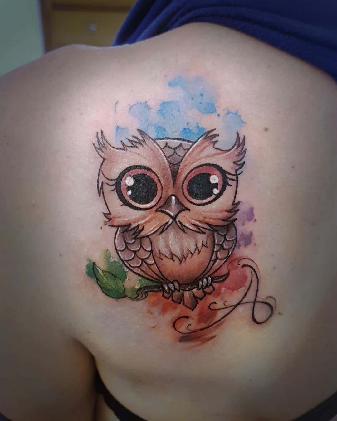 shoulder blade tattoo owl cute