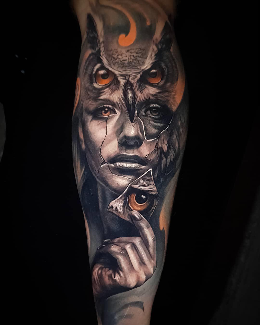 owl tattoo inside girl