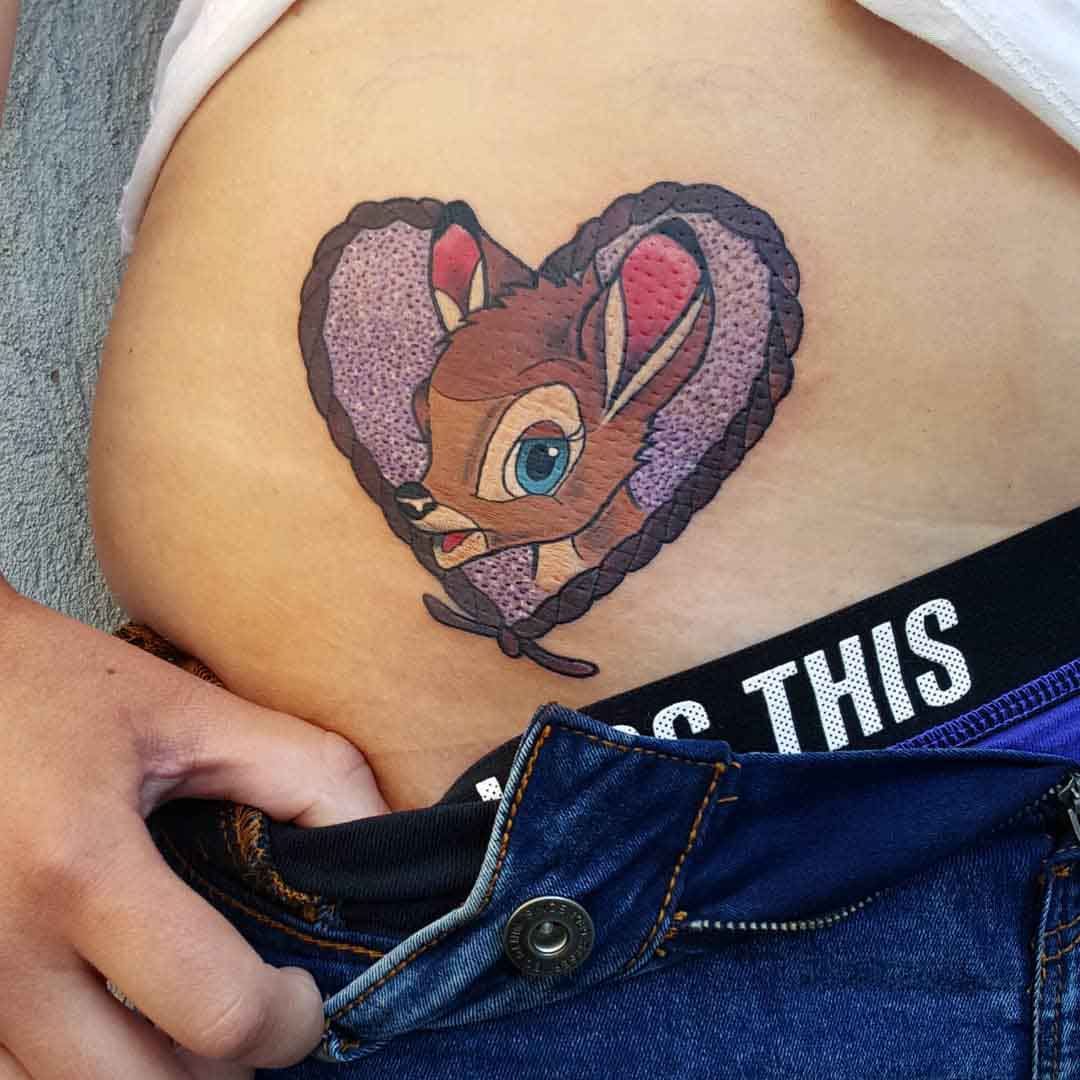 heart framed tattoo bambi