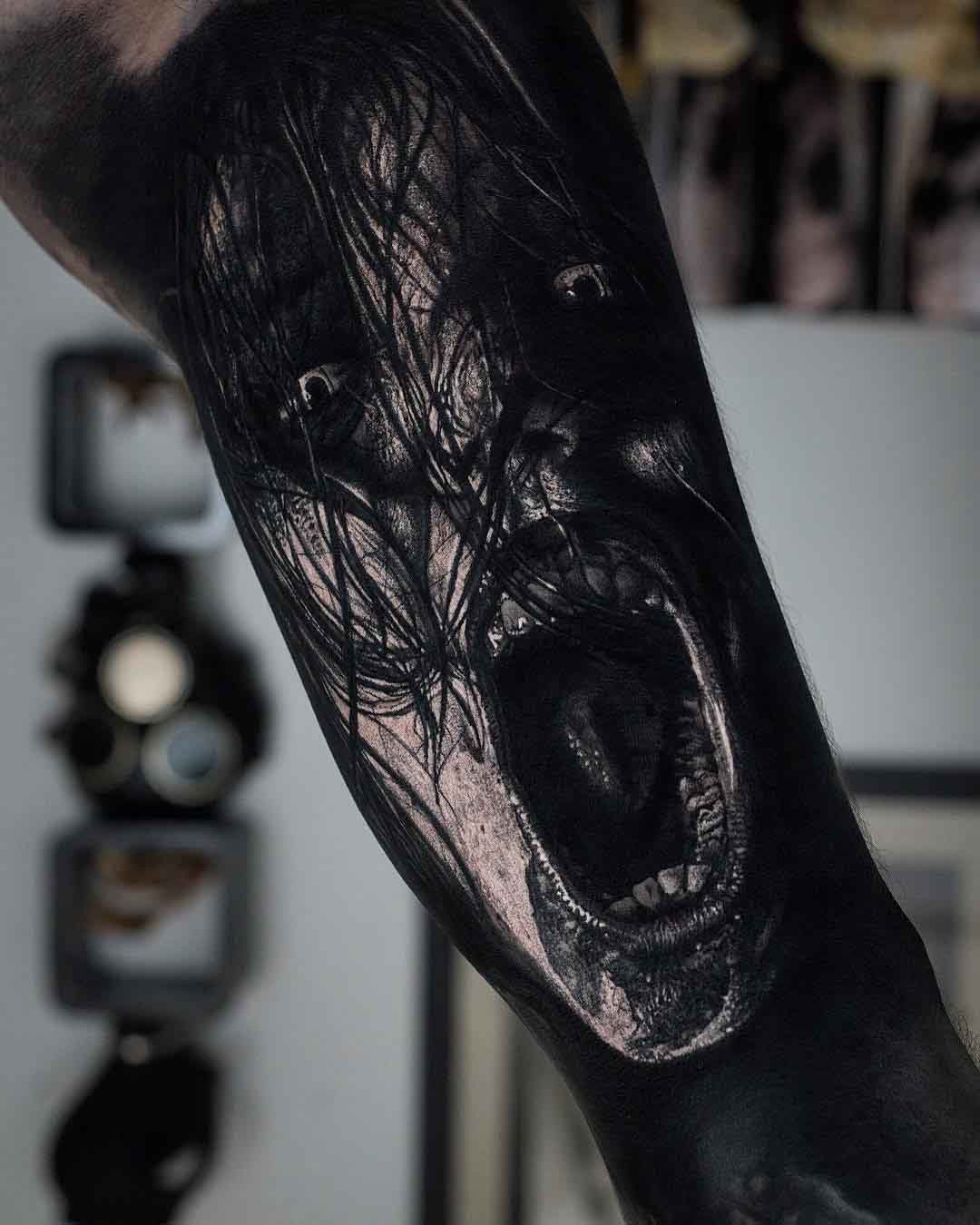 horror tattoo evil spirit