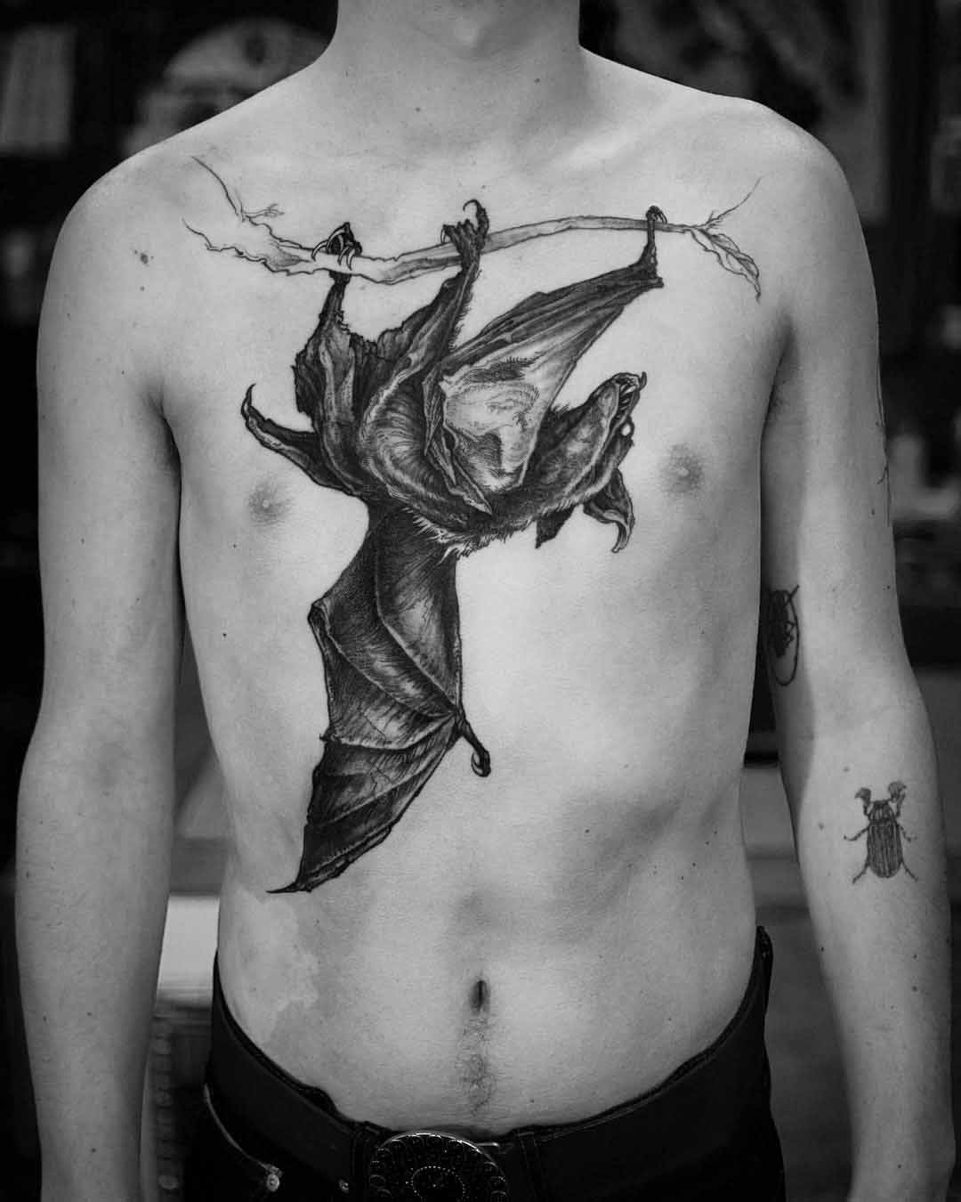 chest tattoo bat