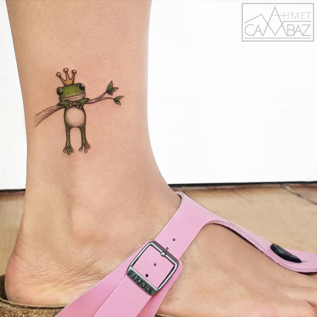ankle tattoo frog queen