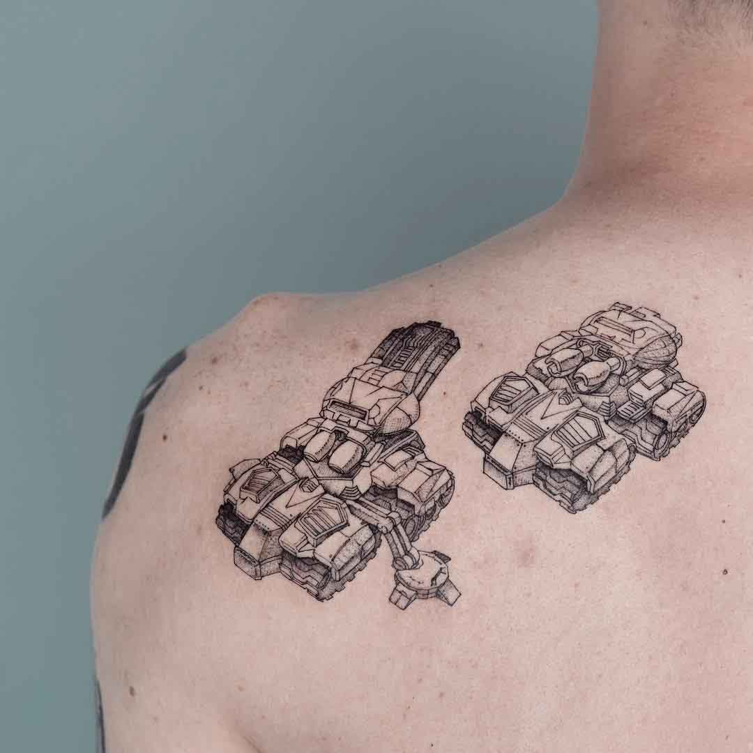 shoulder blade siege tank tattoo