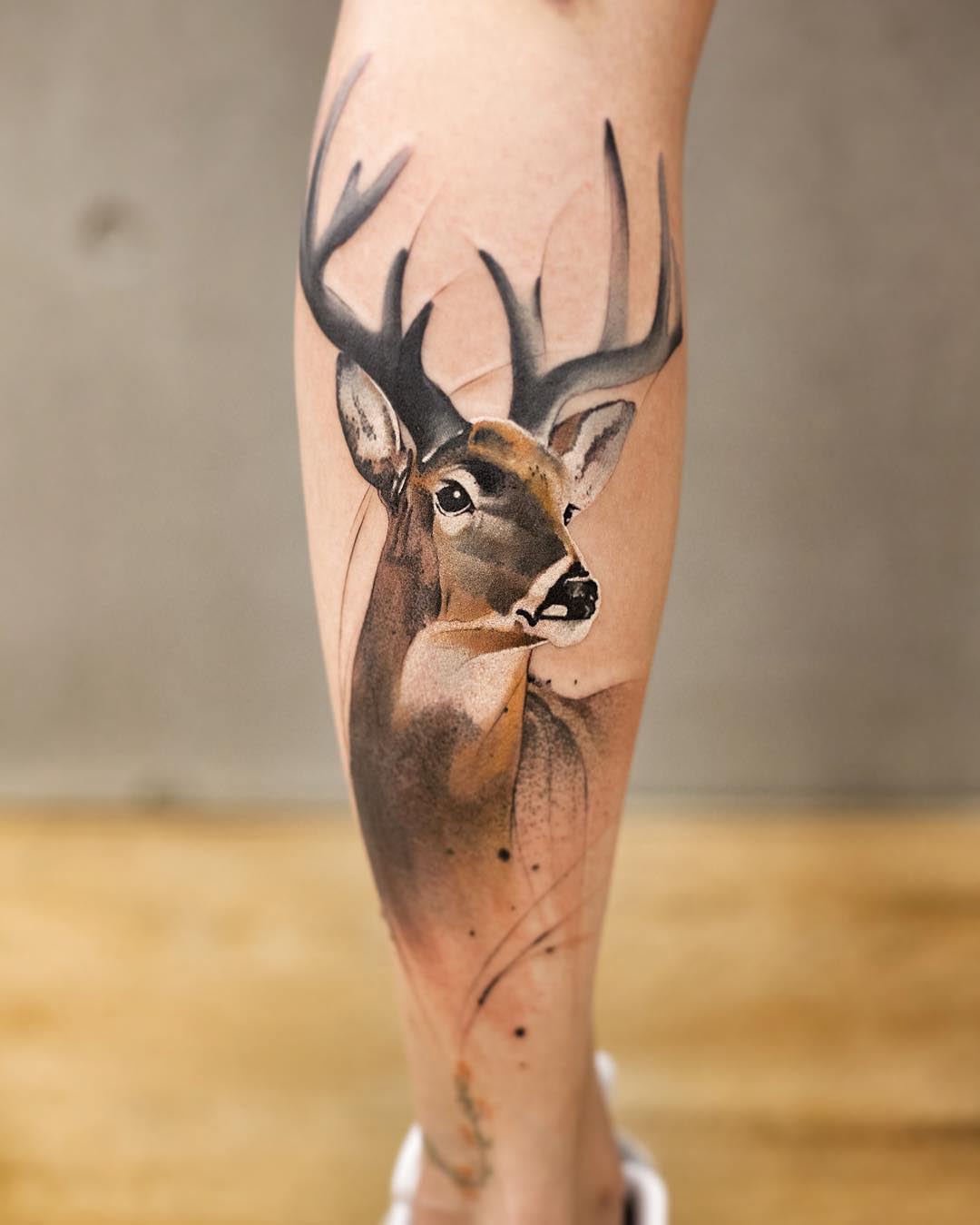 calf tattoo deer