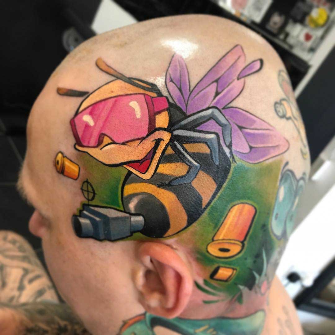 head tattoo bee