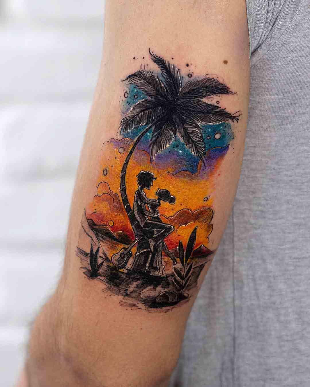 sunset island tattoo