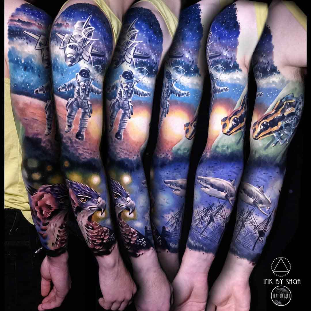 tattoo sleeve space walk
